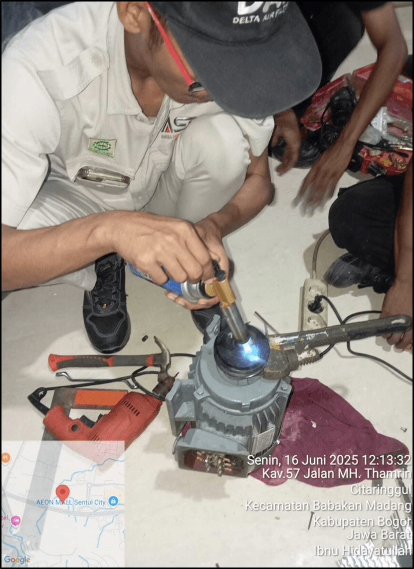 Motor fan existing sudah di bongkar lanjut bongkar puli fan belt existing 16 Juni 2025