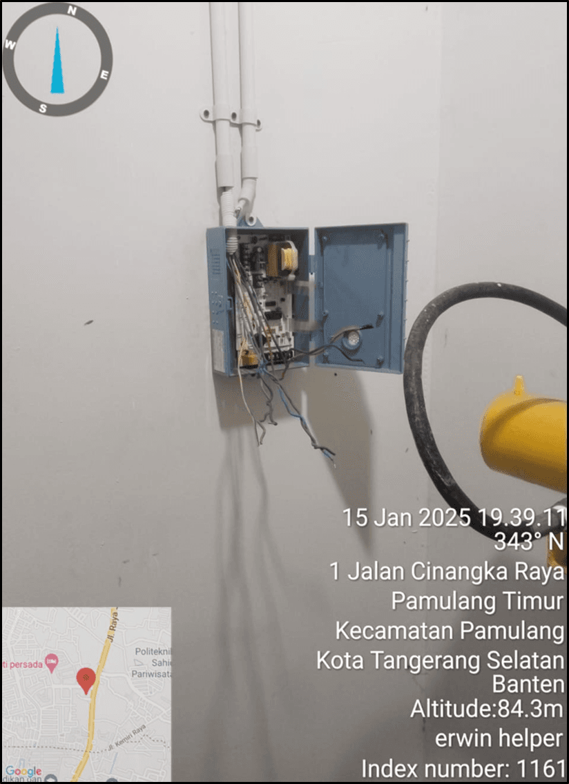 Proses konek kabel instalasi detector gas LPG dan power supply 15/01/2025