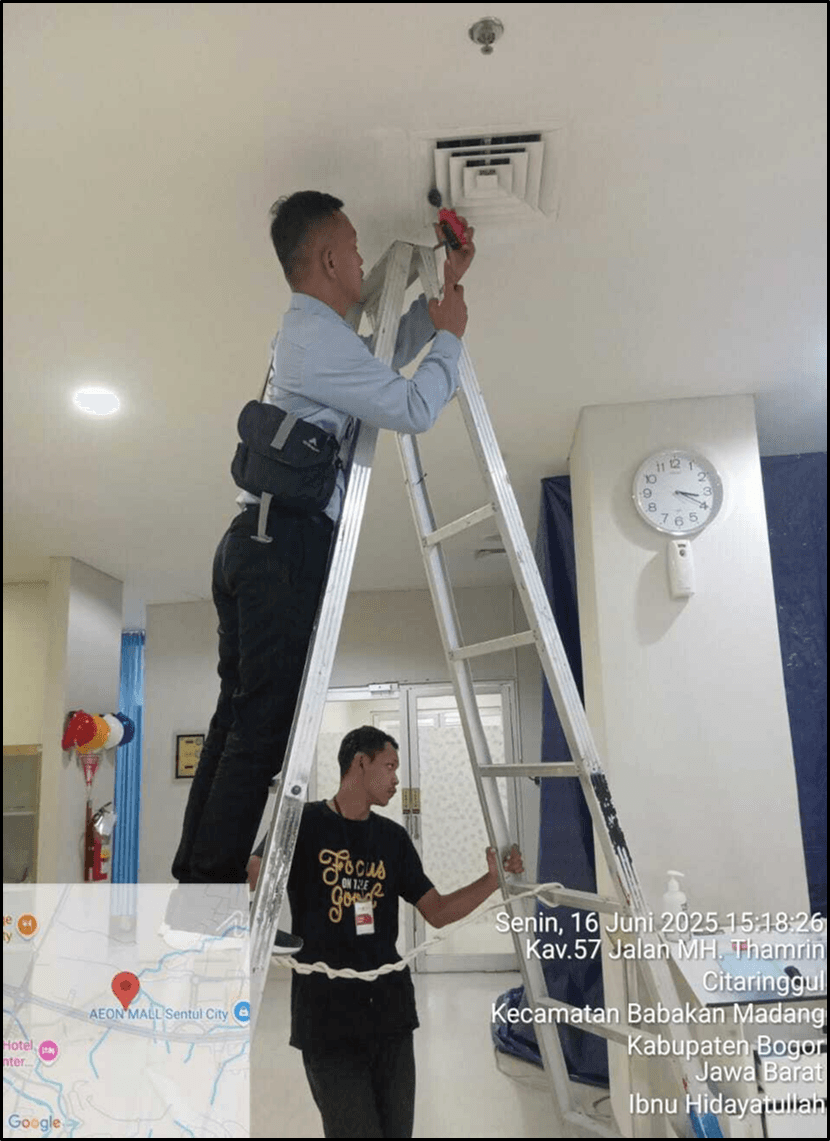 Proses tesscomissioning unit FCU ruang ICU dan di test flow oleh pak Putro 16/06/25