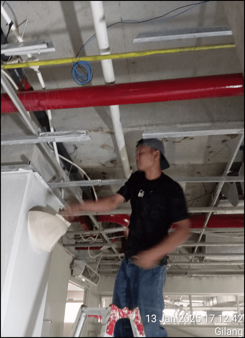 Penggantian isntalasi kabel Fire Alarm, STK, Lampu & Sound System 14/01/2025