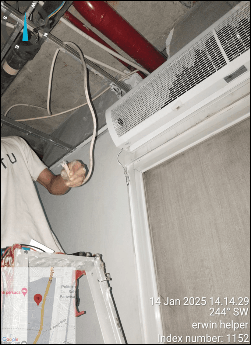 Proses penggantian kabel & stop kontak untuk air curtain 14/01/2025
