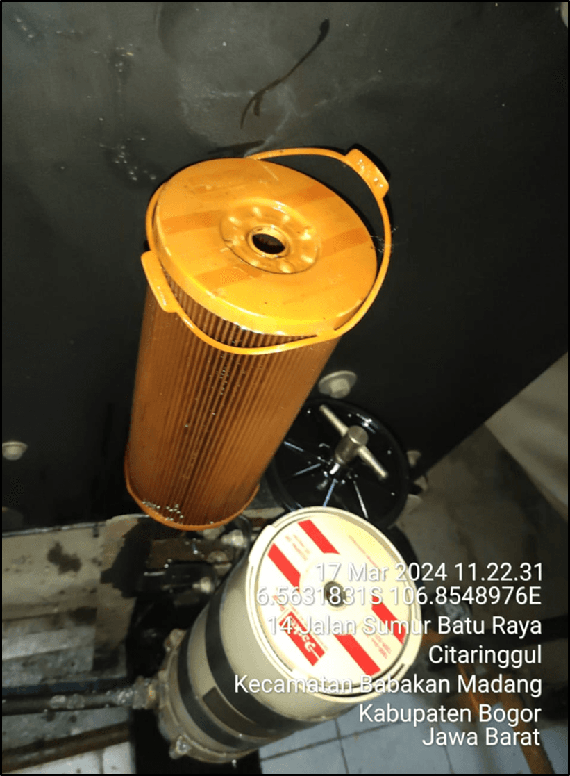Proses penggantian filter water sparator 17 maret 2024.