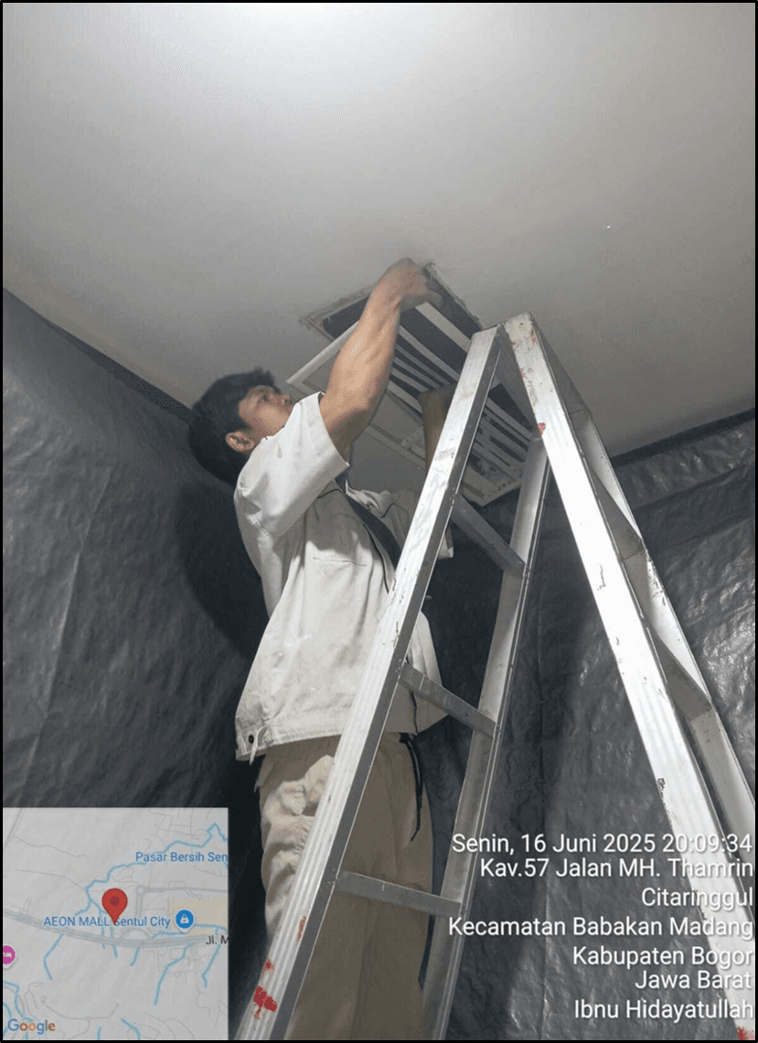 Proses perapihan dan pemasangan Retrun Air Gril existing sementara 16/06/25
