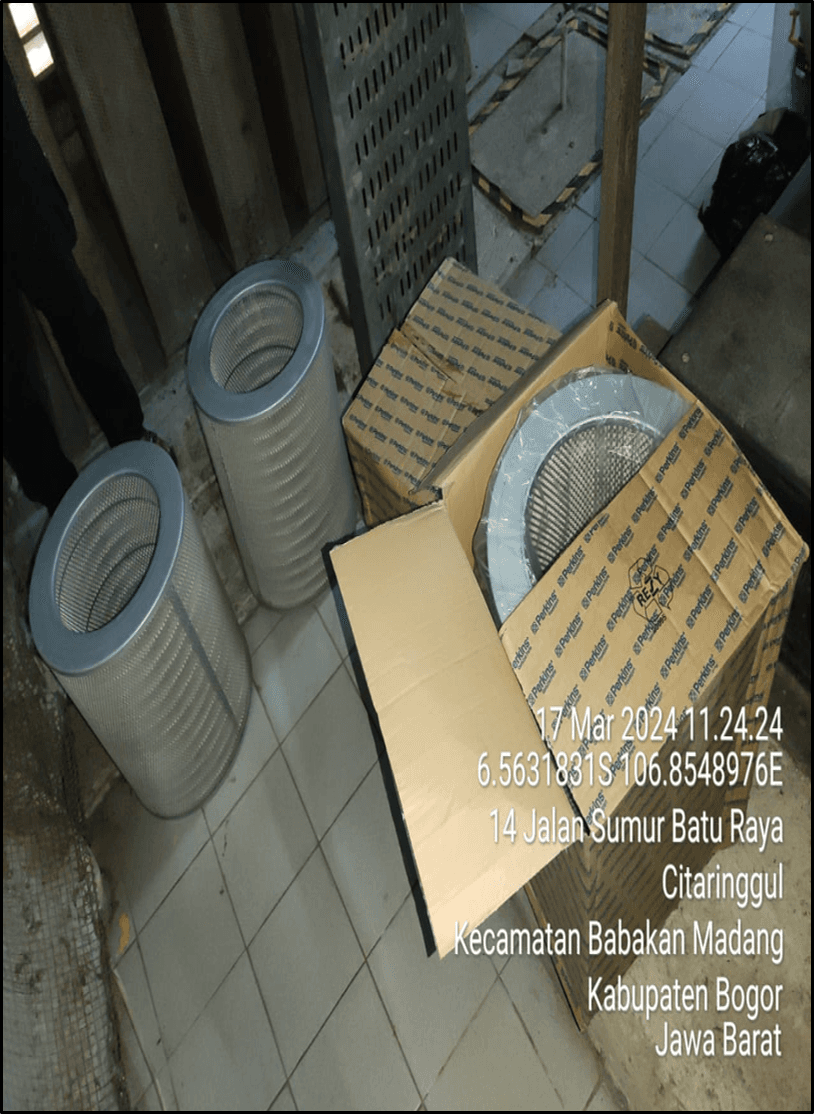 Proses pembongkaran filter udara existing 17 maret 2024.