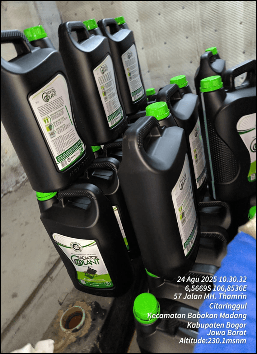 Proses pengisian water coolant baru 24 agustus 2025